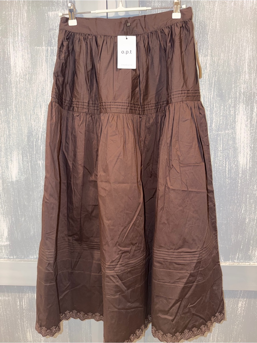 Few Moda Beth Brown Cotton Midi Skirt – Size 6 NWT - Picture 6 of 10